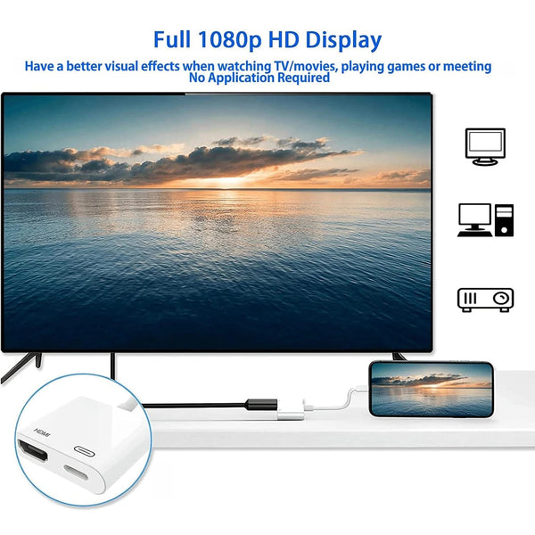 Planet Gates need power supply 8Pin Port to HDMI Adapter 1080P Screen Converter Compatible iPhone to HDMI Adapter for iPhone iPod Models TV Monitors Projector