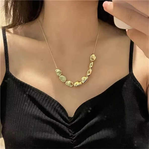 Planet Gates NES-0740-4 Vintage Silver-plate Geometric Exaggerated Artificial Pearl Chain Necklace For Women Female Fashion Boho Y2K Girl Jewelry Gift