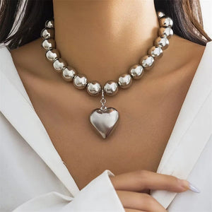 Planet Gates NES-0890-3 Vintage Silver-plate Geometric Exaggerated Artificial Pearl Chain Necklace For Women Female Fashion Boho Y2K Girl Jewelry Gift