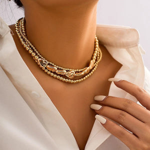 Planet Gates NES-0911-1 Vintage Silver-plate Geometric Exaggerated Artificial Pearl Chain Necklace For Women Female Fashion Boho Y2K Girl Jewelry Gift