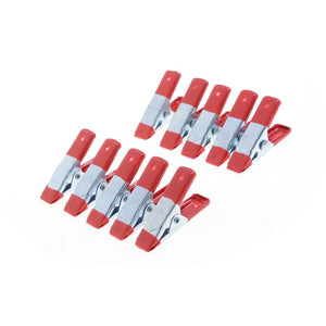 Planet Gates New 10pcs 2" Mini Metal Heavy Duty Spring Clamps Crocodile Clip Red Plastic Tips Tool Clips Grip Holder
