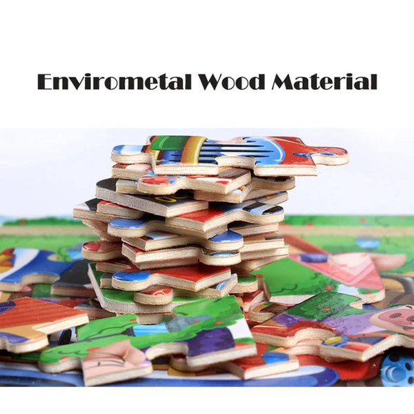 Planet Gates New 20 Piece Montessori 3d Puzzle Cartoon Animal Vehicle Jigsaw Wood Puzzle Game Early Learning Educational Toys For Children