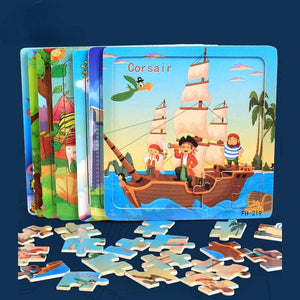 Planet Gates New 20 Piece Montessori 3d Puzzle Cartoon Animal Vehicle Jigsaw Wood Puzzle Game Early Learning Educational Toys For Children