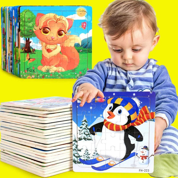 Planet Gates New 20 Piece Montessori 3d Puzzle Cartoon Animal Vehicle Jigsaw Wood Puzzle Game Early Learning Educational Toys For Children