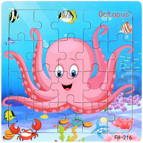 Planet Gates New 20 Piece Montessori 3d Puzzle Cartoon Animal Vehicle Jigsaw Wood Puzzle Game Early Learning Educational Toys For Children