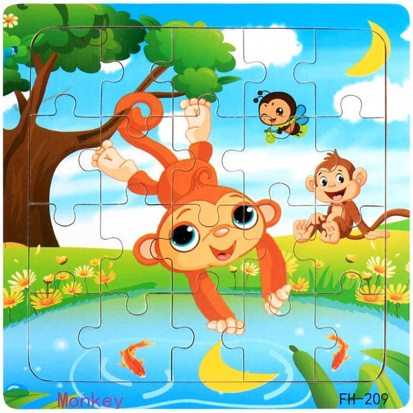 Planet Gates New 20 Piece Montessori 3d Puzzle Cartoon Animal Vehicle Jigsaw Wood Puzzle Game Early Learning Educational Toys For Children