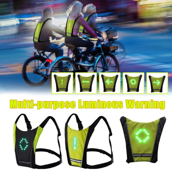 Planet Gates New 2023 LED Wireless Cycling Vest 20L MTB Bike Bag Safety LED Turn Signal Light Vest Bicycle Reflective Warning Vests With Remo