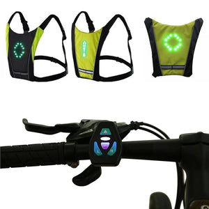 Planet Gates New 2023 LED Wireless Cycling Vest 20L MTB Bike Bag Safety LED Turn Signal Light Vest Bicycle Reflective Warning Vests With Remo