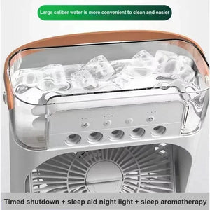 Planet Gates New 3 In 1 Fan AIr Conditioner Household Mini Air Cooler LED Night Light Portable Humidifier Air Adjustment Fan Office Home Fan