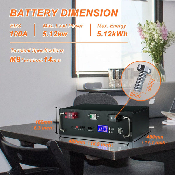 Planet Gates New 48V 100Ah LiFePo4 Battery Pack 51.2V 5kw Lithium Iron Phosphate Batteries 16S 100A Built-in BMS 48V 50AH 200AH Pack No Tax