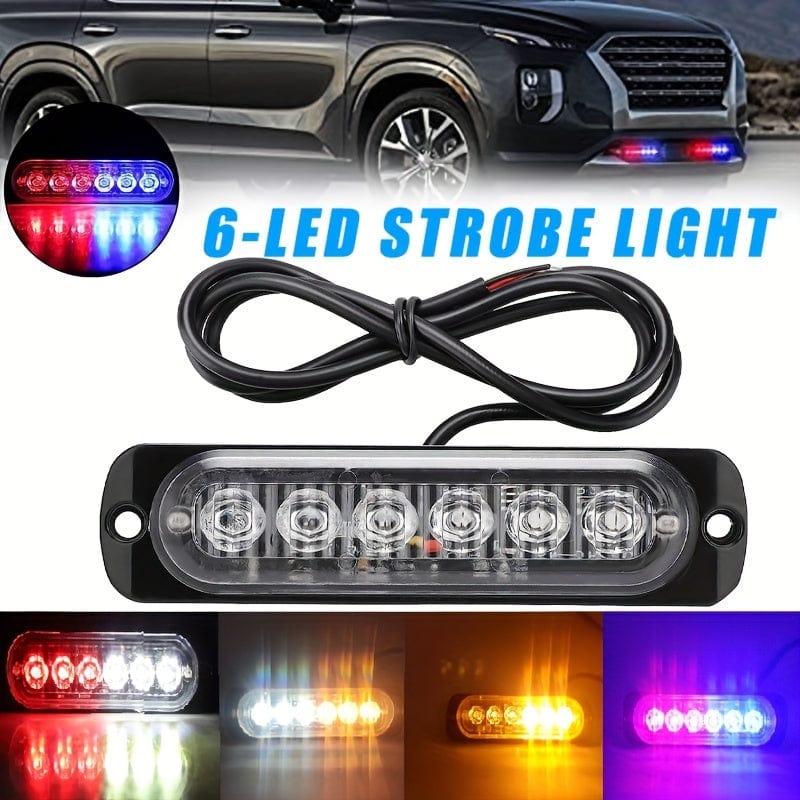 Planet Gates New 6 LED Emergency Strobe Lights Red Blue Strobe Warning Flashing Car Light Caution Hazard Lighting Bar For Cars Truck