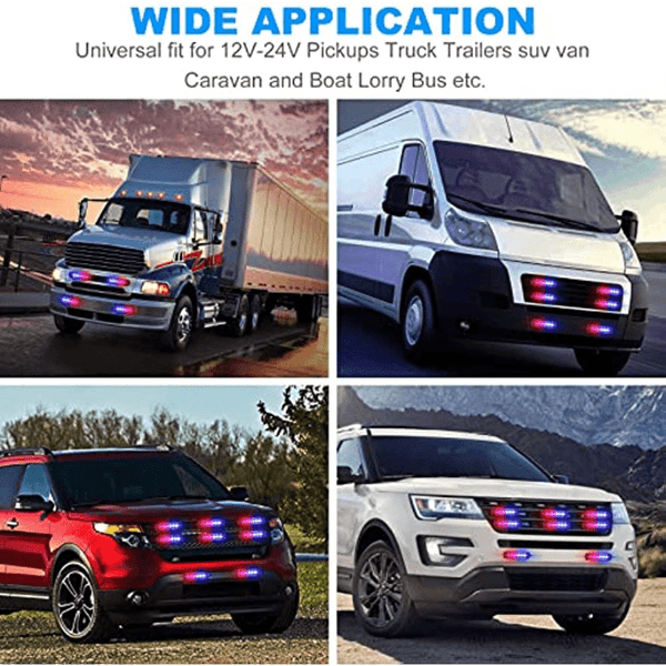 Planet Gates New 6 LED Emergency Strobe Lights Red Blue Strobe Warning Flashing Car Light Caution Hazard Lighting Bar For Cars Truck