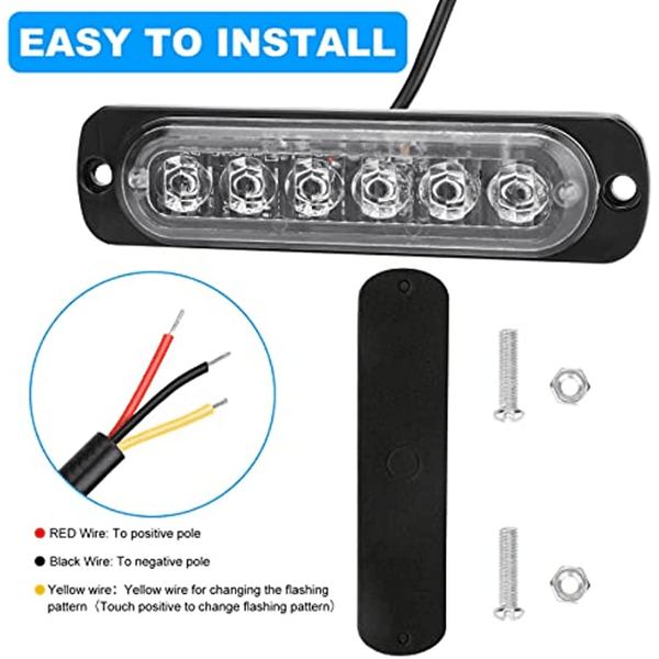 Planet Gates New 6 LED Emergency Strobe Lights Red Blue Strobe Warning Flashing Car Light Caution Hazard Lighting Bar For Cars Truck