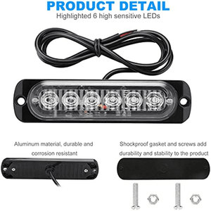 Planet Gates New 6 LED Emergency Strobe Lights Red Blue Strobe Warning Flashing Car Light Caution Hazard Lighting Bar For Cars Truck