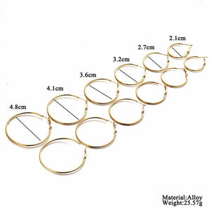 Planet Gates New 6 Pairs/set Hoop Earrings Gold Silver color Small Big Circle Earring Set for Women Simple Punk Ear Clip 2019 Fashion Jewelry