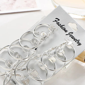 Planet Gates New 6 Pairs/set Hoop Earrings Gold Silver color Small Big Circle Earring Set for Women Simple Punk Ear Clip 2019 Fashion Jewelry