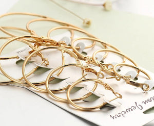 Planet Gates New 6 Pairs/set Hoop Earrings Gold Silver color Small Big Circle Earring Set for Women Simple Punk Ear Clip 2019 Fashion Jewelry