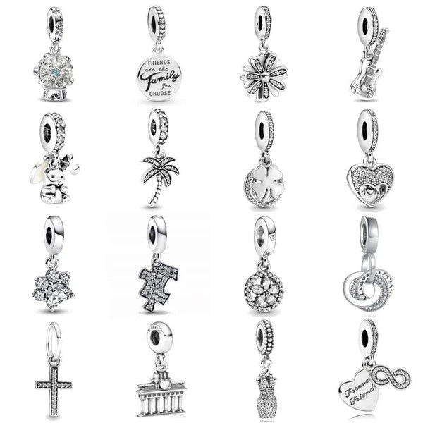Planet Gates NEW 925 Sterling Silver Charm Fit Original Bracelet Accessories Women Jewelry White Series Football Snake Dreamcatcher Cross