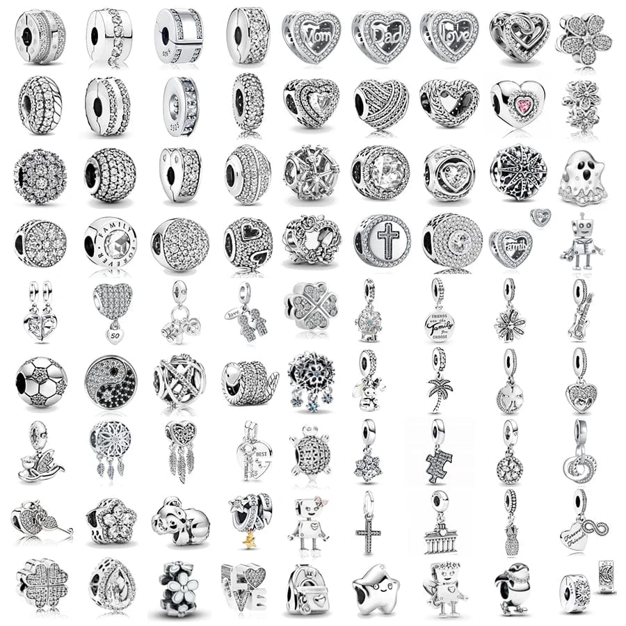 Planet Gates NEW 925 Sterling Silver Charm Fit Original Bracelet Accessories Women Jewelry White Series Football Snake Dreamcatcher Cross