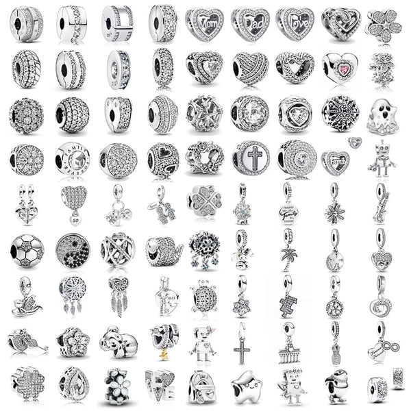 Planet Gates NEW 925 Sterling Silver Charm Fit Original Bracelet Accessories Women Jewelry White Series Football Snake Dreamcatcher Cross