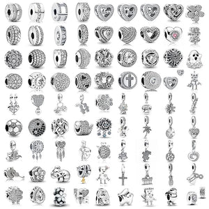 Planet Gates NEW 925 Sterling Silver Charm Fit Original Bracelet Accessories Women Jewelry White Series Football Snake Dreamcatcher Cross