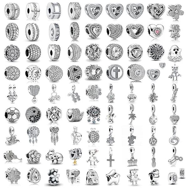 Planet Gates NEW 925 Sterling Silver Charm Fit Original Bracelet Accessories Women Jewelry White Series Football Snake Dreamcatcher Cross