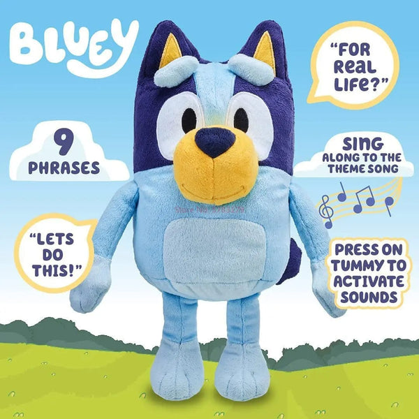 Planet Gates New A Family Of Bluey Talking Plush Bingo Dog Music Plush Toys Bluey Anime Figure Cute Animal Sing Dog Doll Kids Festival Gifts