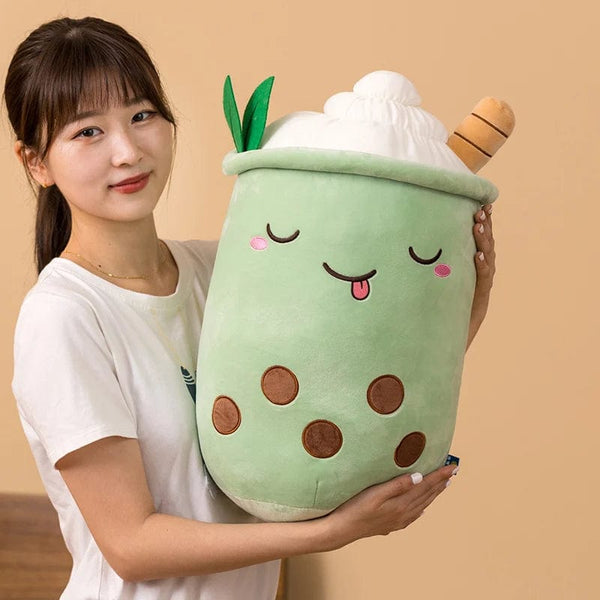 Planet Gates New Arrival Cartoon Fruit Bubble Tea Cup Plush Toys Real Life Boba Food With Suction Pillow Stuffed Soft Hug Cushion Decor