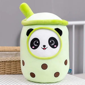 Planet Gates New Arrival Cartoon Fruit Bubble Tea Cup Plush Toys Real Life Boba Food With Suction Pillow Stuffed Soft Hug Cushion Decor