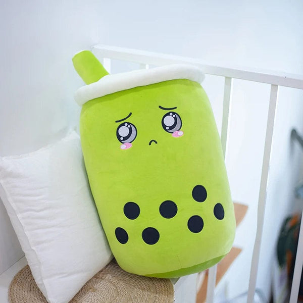 Planet Gates New Arrival Cartoon Fruit Bubble Tea Cup Plush Toys Real Life Boba Food With Suction Pillow Stuffed Soft Hug Cushion Decor