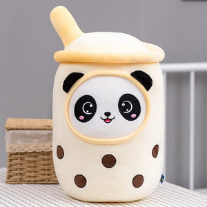Planet Gates New Arrival Cartoon Fruit Bubble Tea Cup Plush Toys Real Life Boba Food With Suction Pillow Stuffed Soft Hug Cushion Decor