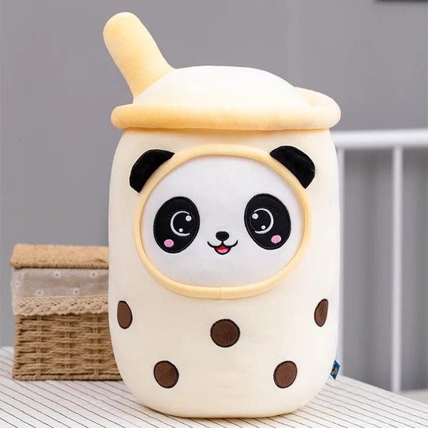 Planet Gates New Arrival Cartoon Fruit Bubble Tea Cup Plush Toys Real Life Boba Food With Suction Pillow Stuffed Soft Hug Cushion Decor