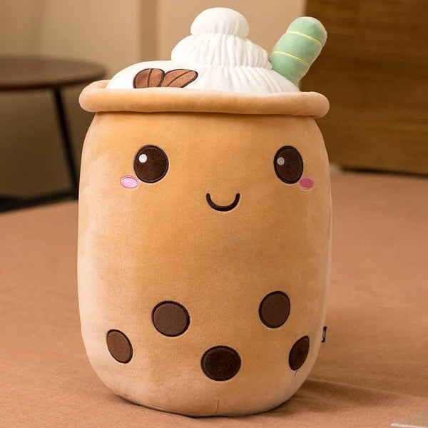 Planet Gates New Arrival Cartoon Fruit Bubble Tea Cup Plush Toys Real Life Boba Food With Suction Pillow Stuffed Soft Hug Cushion Decor