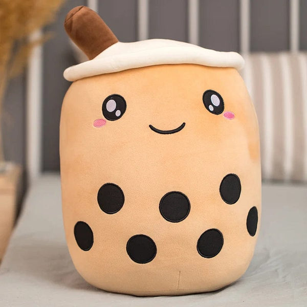 Planet Gates New Arrival Cartoon Fruit Bubble Tea Cup Plush Toys Real Life Boba Food With Suction Pillow Stuffed Soft Hug Cushion Decor