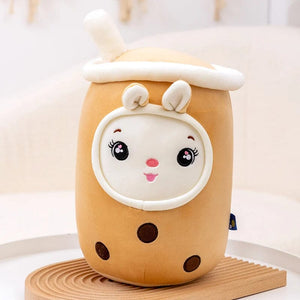 Planet Gates New Arrival Cartoon Fruit Bubble Tea Cup Plush Toys Real Life Boba Food With Suction Pillow Stuffed Soft Hug Cushion Decor