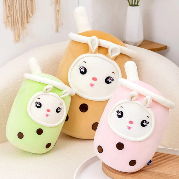 Planet Gates New Arrival Cartoon Fruit Bubble Tea Cup Plush Toys Real Life Boba Food With Suction Pillow Stuffed Soft Hug Cushion Decor