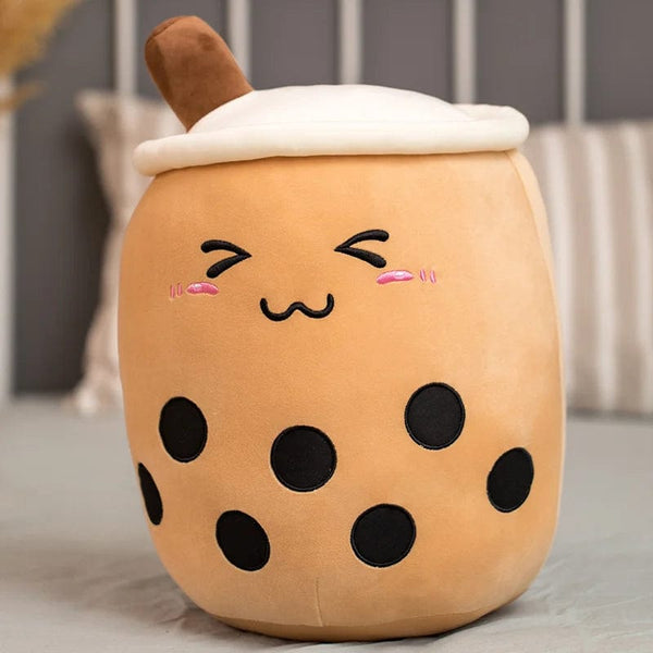 Planet Gates New Arrival Cartoon Fruit Bubble Tea Cup Plush Toys Real Life Boba Food With Suction Pillow Stuffed Soft Hug Cushion Decor