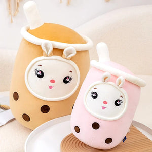Planet Gates New Arrival Cartoon Fruit Bubble Tea Cup Plush Toys Real Life Boba Food With Suction Pillow Stuffed Soft Hug Cushion Decor