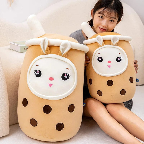 Planet Gates New Arrival Cartoon Fruit Bubble Tea Cup Plush Toys Real Life Boba Food With Suction Pillow Stuffed Soft Hug Cushion Decor