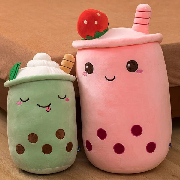 Planet Gates New Arrival Cartoon Fruit Bubble Tea Cup Plush Toys Real Life Boba Food With Suction Pillow Stuffed Soft Hug Cushion Decor