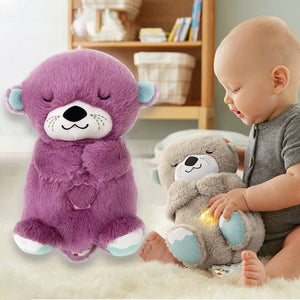 Planet Gates New Baby Breath Baby Bear Soothes Otter Plush Toy Doll Toy Child Soothing Music Sleep Companion Sound And Light Doll Toy Gifts