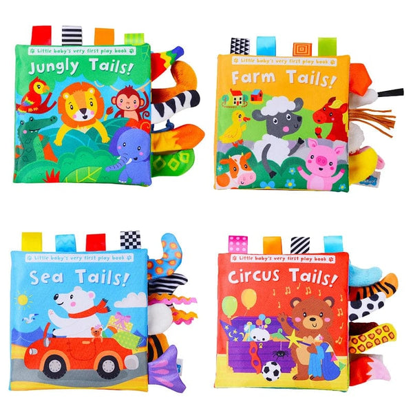Planet Gates New Baby Toys Cartoon Animals Tail Baby Cloth Book Educational Ringed Paper Cloth Book Toys Enlightenment Baby Toys 0 12 Months