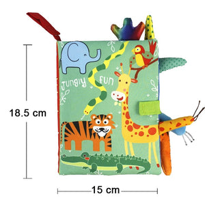 Planet Gates New Baby Toys Cartoon Animals Tail Baby Cloth Book Educational Ringed Paper Cloth Book Toys Enlightenment Baby Toys 0 12 Months