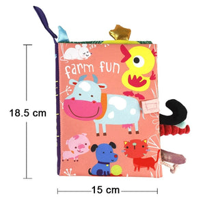 Planet Gates New Baby Toys Cartoon Animals Tail Baby Cloth Book Educational Ringed Paper Cloth Book Toys Enlightenment Baby Toys 0 12 Months
