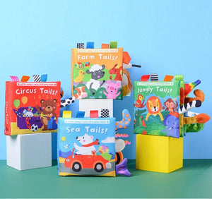 Planet Gates New Baby Toys Cartoon Animals Tail Baby Cloth Book Educational Ringed Paper Cloth Book Toys Enlightenment Baby Toys 0 12 Months