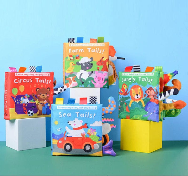 Planet Gates New Baby Toys Cartoon Animals Tail Baby Cloth Book Educational Ringed Paper Cloth Book Toys Enlightenment Baby Toys 0 12 Months