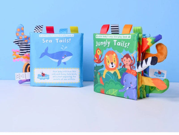 Planet Gates New Baby Toys Cartoon Animals Tail Baby Cloth Book Educational Ringed Paper Cloth Book Toys Enlightenment Baby Toys 0 12 Months