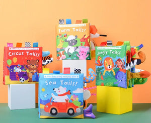Planet Gates New Baby Toys Cartoon Animals Tail Baby Cloth Book Educational Ringed Paper Cloth Book Toys Enlightenment Baby Toys 0 12 Months
