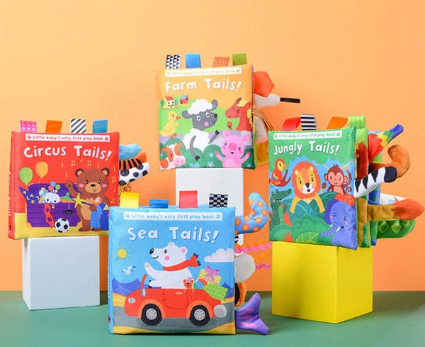 Planet Gates New Baby Toys Cartoon Animals Tail Baby Cloth Book Educational Ringed Paper Cloth Book Toys Enlightenment Baby Toys 0 12 Months