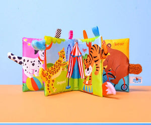 Planet Gates New Baby Toys Cartoon Animals Tail Baby Cloth Book Educational Ringed Paper Cloth Book Toys Enlightenment Baby Toys 0 12 Months